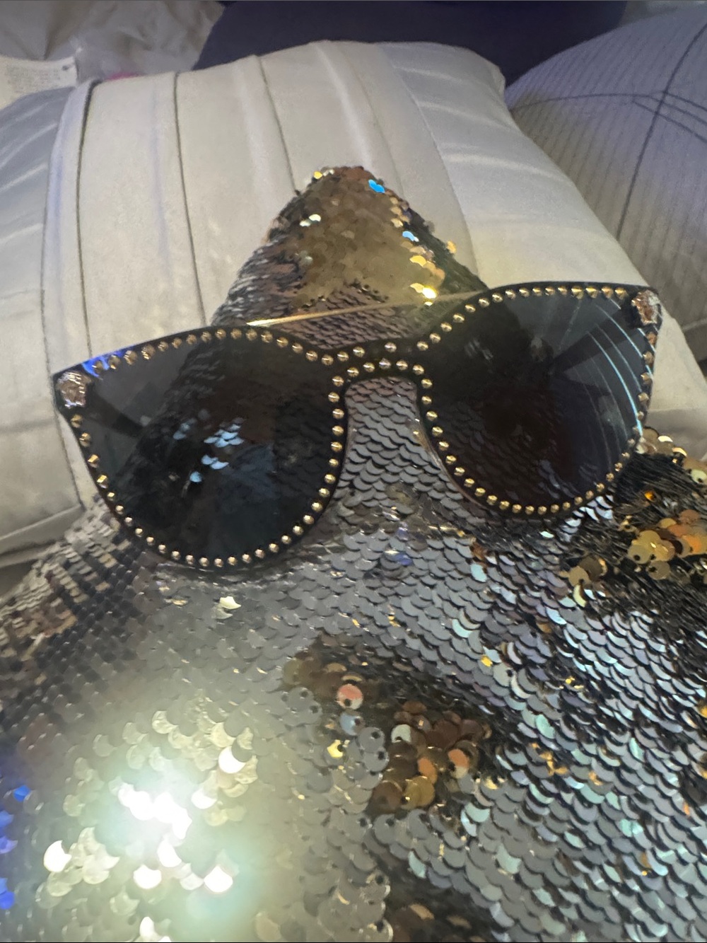Versace Black Studded Cat-Eye Sunglasses